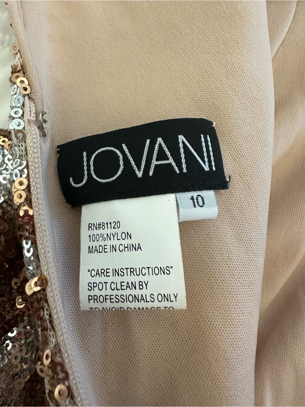 Gorgeous! Jovani Nude Rose Gold and Silver Sequin Prom or Pageant Dress - Picture 4 of 8